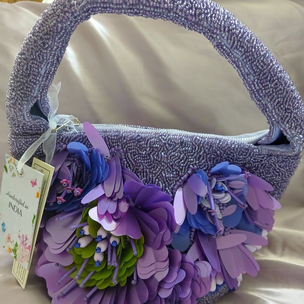 🪻🪻Beaded Purple Handbag - Made in India 🪻🪻